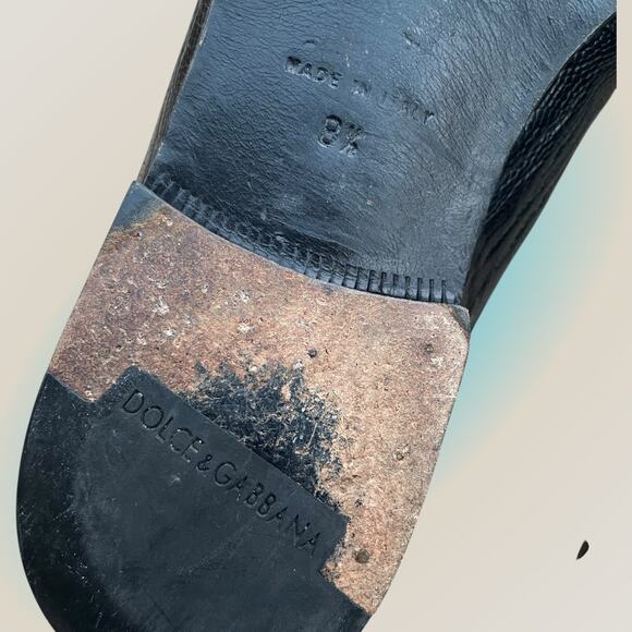 Dolce & Gabbana Pointy Toe Oxford Black Croc Leather Tie Shoes Mens 8.5 US Italy - Picture 12 of 13